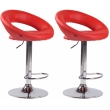 2x Barová židle Olinda - koženka, chrom rám - červená