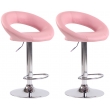 2x Barová židle Olinda - koženka, chrom rám - růžová