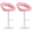 2x Barová židle Olinda - koženka, bílý rám - růžová