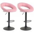 2x Barová židle Olinda - koženka, černý rám - růžová