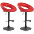 2x Barová židle Olinda - koženka, černý rám - červená