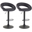 2x Barová židle Olinda - koženka, černý rám - šedá