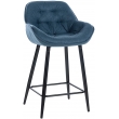 Barová židle Gibson ~ látka, kovové nohy černé - Modrá