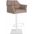 Barová židle Damaso W - filc, bílý rám - Sivo hnědá (Taupe)