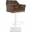 Barová židle Damaso W - samet, bílý rám - Hnědá