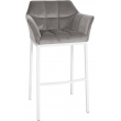 Barová židle Damaso W - samet, bílý 4-nohý rám - Šedá