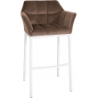 Barová židle Damaso W - samet, bílý 4-nohý rám - Hnědá