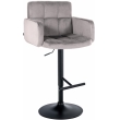 Barová židle Los Angeles - samet, černý rám - šedá