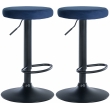 2x Barová židle Ponte - samet, černý rám - Modrá