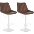 2x Barová židle Toni - koženka, bílý rám - Hnědá