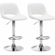 2x Barová židle Camden - koženka, chrom rám - Bílá