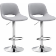 2x Barová židle Camden - koženka, chrom rám - Šedá