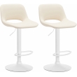 2x Barová židle Camden - koženka, bílý rám - Krémová