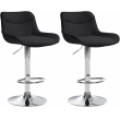 2x Barová židle Vonore - látka, chrom - Černá