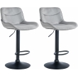 2x Barová židle Vonore - samet, černý rám - Šedá