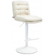 Barová židle Damar - látka, bílý rám - krémová