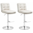 2x Barová židle Damar - samet, chrom rám - krémová