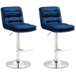 2x Barová židle Damar - samet, chrom rám - modrá
