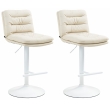 2x Barová židle Damar - koženka, bílý rám - krémová