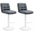 2x Barová židle Damar - koženka, bílý rám - šedá