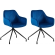 Set 2 jídelních židlí Welby samet - tmavě modrá