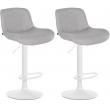 2x Barová židle Solon - látka, bílý rám- světle šedá
