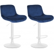 2x Barová židle Solon - samet, bílý rám- modrá