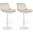 2x Barová židle Solon - samet, bílý rámeček krém