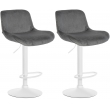 2x Barová židle Solon - samet, bílý rám- tmavě šedá