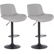2x Barová židle Solon - látka, černý rám - světle šedá