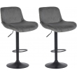 2x Barová židle Solon - samet, černý rám - tmavě šedá