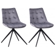 Set 2 jídelních židlí Merna samet - tmavě šedá