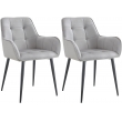 Set 2 jídelních židlí Ferndale samet - světle šedá