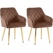 Set 2 jídelních židlí Monett G - samet, zlatý rám - hnědá