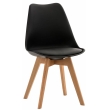 Židle Linares ~ plast, dřevěné nohy natura - Černá