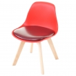 Dětská židle E81 (SET 2 ks) ~ plast, dřevěné nohy natura - Červená