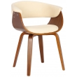 Židle Bruce ~ koženka, dřevěné nohy ořech - Krémová