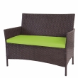 Polyratanová zahradní lavice Halden - melírovaný hnědý, zelený polštář