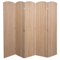 Bambusový paraván HWC-O30, dělící stěna, 5 panelů, 170 × 204 cm – hnědá