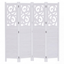 Paraván T568, dělící stěna, 4 panely - 170 × 160 cm - bílá