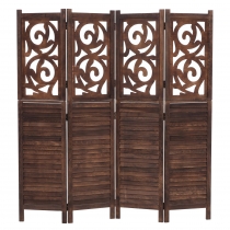 Paraván T568, dělící stěna, 4 panely - 170 × 160 cm - hnědá