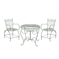 Souprava kovových židlí a stolu Sheela (SET 2 + 1) - Zelená antik