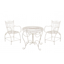 Souprava kovových židlí a stolu Sheela (SET 2 + 1) - Krémová antik