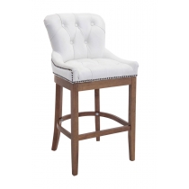 Barová židle Buckingham - kůže, dřevěné nohy světlá antik - Bílá