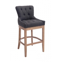 Barová židle Buckingham - látka, dřevěné nohy světlá antik - Tmavě šedá