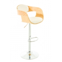 Barová židle King, dřevo natur - Bílá