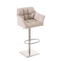 Barová židle Damas E1 - látka, nerezový rám - Slonová kost