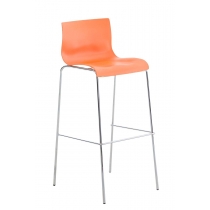 Barová židle Hoover - plast, kovové nohy chrom - Oranžová