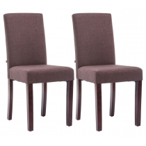 Jídelní židle Inn - látka, nohy tmavě hnědé (SET 2 ks) - Hnědá