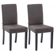 Jídelní židle Inn (SET 2 ks) - látka, nohy černé - Tmavě šedá